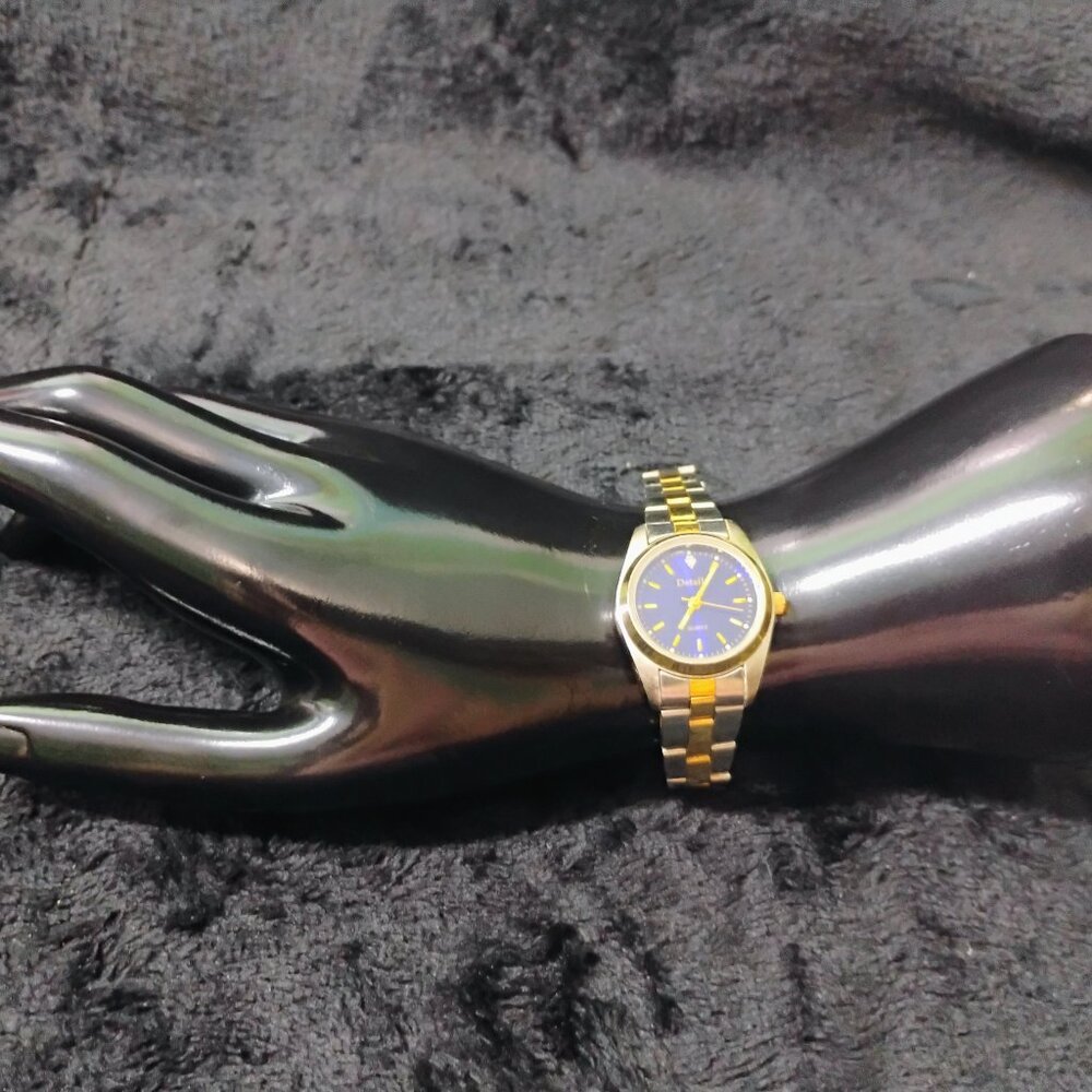 Details Dark Blue Silvertone with Goldtone Watch (213)